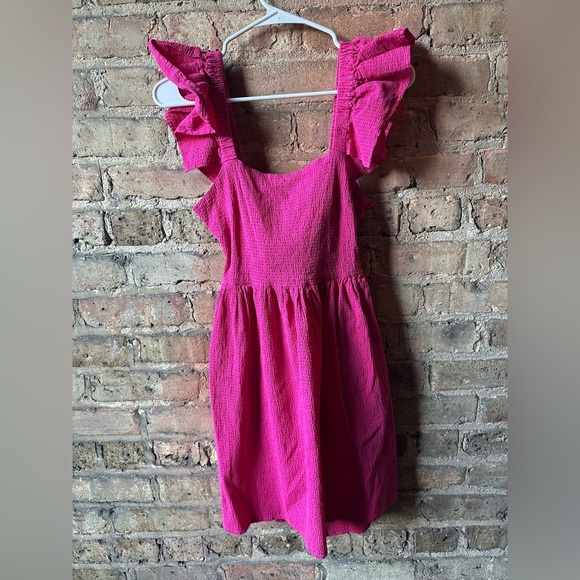 Miami Pink Square Neck Flutter Sleeve Dress - Picture 2 of 8